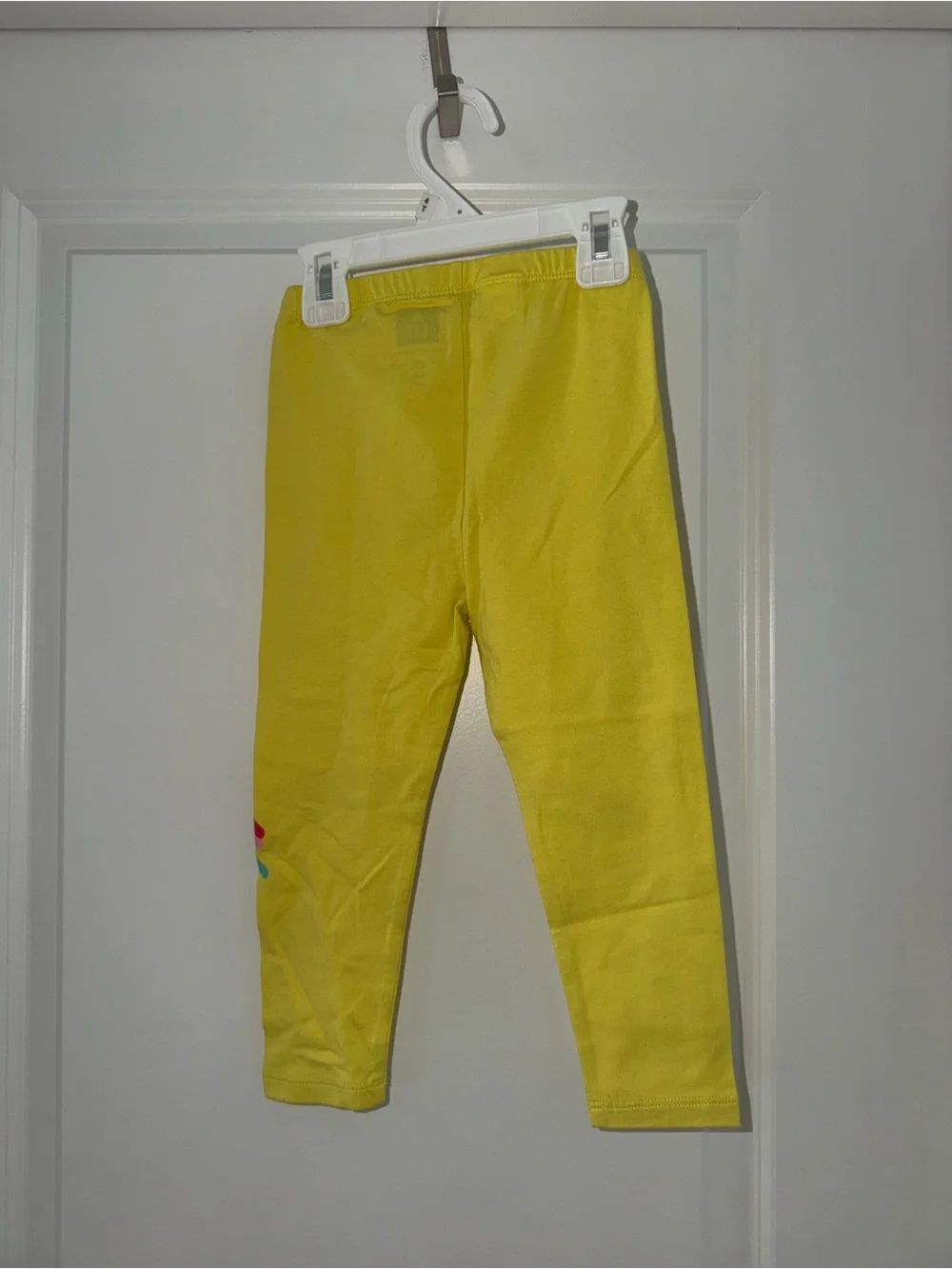 GAP Bright Yellow Leggings with Rainbow Stripe and Glitter Star